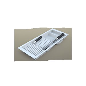 Mutfak Çekmece Içi Beyaz Modüler Bıçaklık 20,5cm X 48cm (boydan 4cm Kesilebilir)