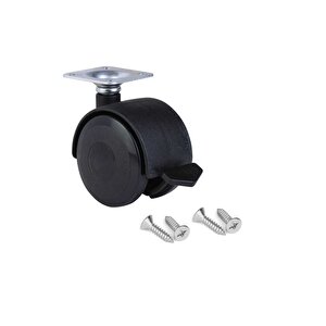 Adilon Ofis Koltuk Dolap 360 Derece Döner Tablalı, Frenli Plastik Mobilya Tekerleği 50 Mm (4 Adet)