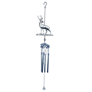 Geyik Metal Rüzgar Çanı, Gümüş, 83x17 Gümüş