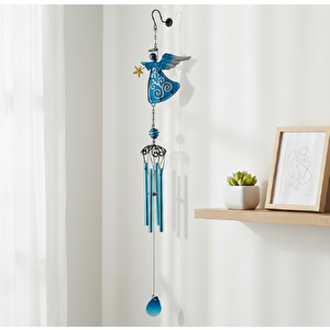 Masal Perisi Metal Rüzgar Çanı, Mavi, 77x16 Mavi