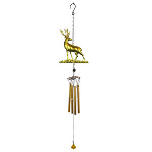 Geyik Metal Rüzgar Çanı, Altın, 83x17 Altın