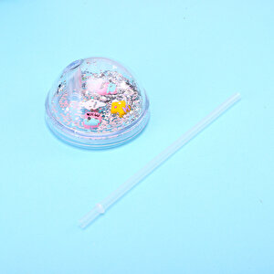 Kalpli Işıklı Ve Pipetli Bardak, 450 Ml, Buzlu Ve Kapaklı, Pembe, 20x8 Pembe
