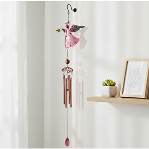 Masal Perisi Metal Rüzgar Çanı, Pembe, 77x16 Pembe