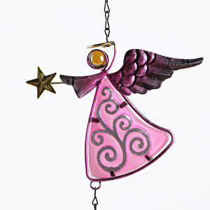 Masal Perisi Metal Rüzgar Çanı, Pembe, 77x16 Pembe