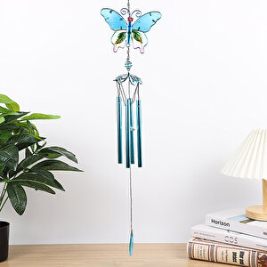 Kelebek Metal Rüzgar Çanı, Mavi, 74x16 Mavi