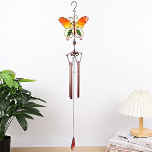 Kelebek Metal Rüzgar Çanı, Sarı, 74x16 Sarı