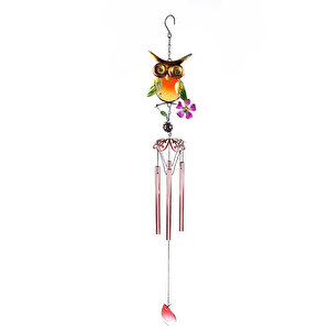 Baykuş Metal Rüzgar Çanı, Renkli, 74x14