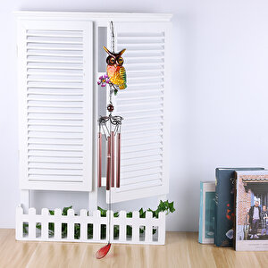 Baykuş Metal Rüzgar Çanı, Renkli, 74x14