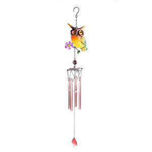 Baykuş Metal Rüzgar Çanı, Renkli, 74x14