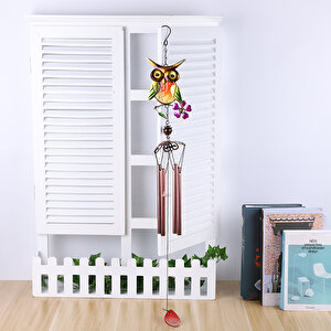 Baykuş Metal Rüzgar Çanı, Renkli, 74x14