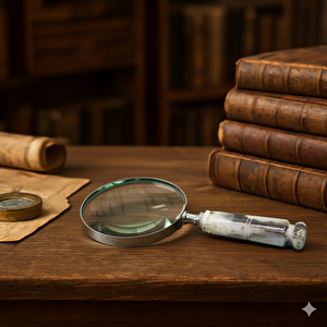 Mermer Desenli Pirinç Büyüteç, Beyaz, 22x10