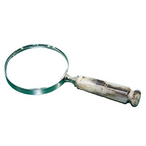 Mermer Desenli Pirinç Büyüteç, Beyaz, 22x10