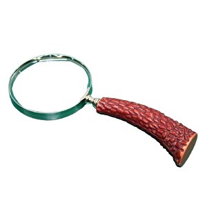 Boynuz Saplı Pirinç Büyüteç, Kırmızı, 24x10