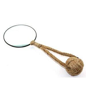 Hasır Saplı Büyüteç, Pirinç, 21x7