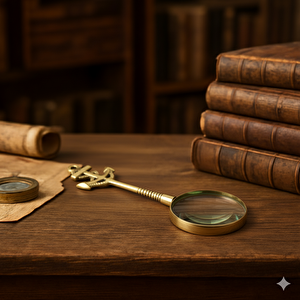 Çapa Saplı Pirinç Büyüteç, Altın, 24x8