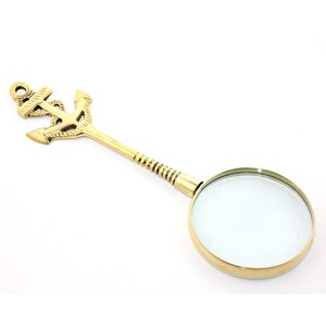 Çapa Saplı Pirinç Büyüteç, Altın, 24x8