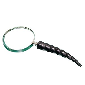 Boynuz Saplı Pirinç Büyüteç, Gümüş, 26x10