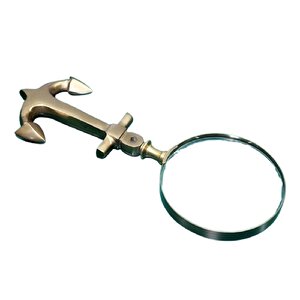 Çapa Saplı Pirinç Büyüteç, Eskitme, 25x10