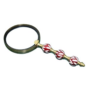 Kemik Saplı Pirinç Büyüteç, Kırmızı, 23x10