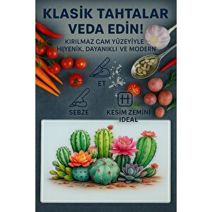 Cam Kesme Tahtası Ve Sunum Tablası Kırılmaz Çizilmez Kaymaz 35cm X 25cm