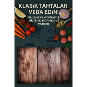 Cam Kesme Tahtası Ve Sunum Tablası Kırılmaz Çizilmez Kaymaz 35cm X 25cm
