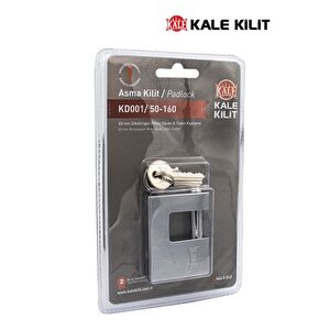 Kale Yatay Çelik Sürgülü Asma Kilit Pirinç Üzeri Nikel Kaplamalı 60mm Kd001/50/160
