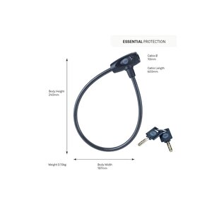 Essential Kablolu Bisiklet Kilidi-10 Mm-anahtarlı