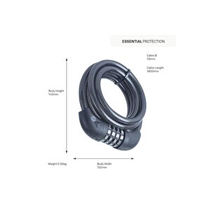 Essential Kablolu Bisiklet Kilidi - Şifreli