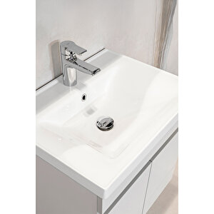 Star Banyo Dolabı Seti ( 60 Cm Parlak Buz Gri Aynalı Lavabolu Mdf ) Buzul Gri 