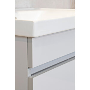 Star Banyo Dolabı Seti ( 60 Cm Parlak Buz Gri Aynalı Lavabolu Mdf )
