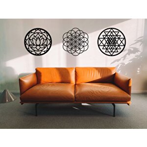 Lotus Çi̇çeği̇ Sri̇yantra Torus Modern Duvar Dekorasyonu Ahşap Mdf