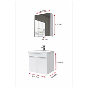 Star Banyo Dolabı Seti ( 60 Cm Parlak Beyaz Aynalı Lavabolu Mdf ) Parlak Beyaz