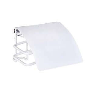 Classic Plus Tuvalet Kağıdı Tutucu – Beyaz Kaplamalı, Kapaklı, Duvar Montajlı, Paslanmaz Çelik – 14 X 9 X 14 Cm
