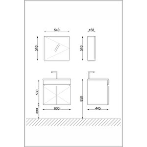 Star Banyo Dolabı Seti ( 60 Cm Antrasit Meşe & Parlak Beyaz Aynalı Lavabolu Mdf ) Antrasit Meşe