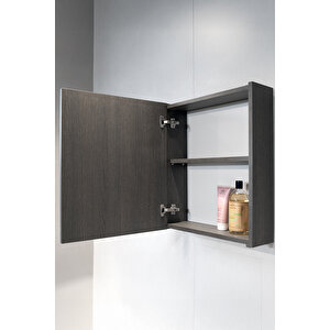 Star Banyo Dolabı Seti ( 60 Cm Antrasit Meşe & Parlak Beyaz Aynalı Lavabolu Mdf )