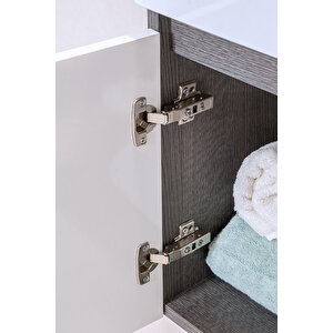 Star Banyo Dolabı Seti ( 60 Cm Antrasit Meşe & Parlak Beyaz Aynalı Lavabolu Mdf )