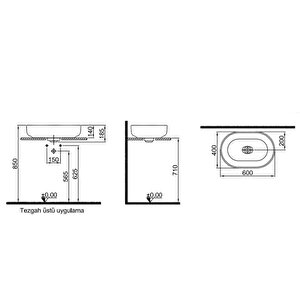 Zero 2.0 60x40 Oval Çanak Lavabo Mat Antrasit Gri