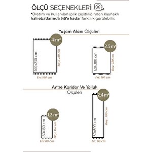 Mirage Bej Halı Bukle Kaymaz Taban Yıkanabilir Halı Geometrik Desenli Oturma Odası Halısı 80x300 cm