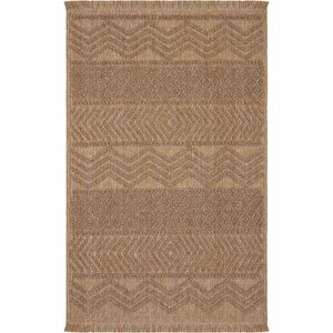 Mirage Kahverengi Halı Bukle Kaymaz Yıkanabilir Halı Geometrik Desenli Oturma Odası Halısı 80x300 cm