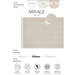 Mirage Bej Yıkanabilir Halı Bukle Dokuma Kaymaz Taban Modern Oturma Odası Salon Halısı 160x230 cm