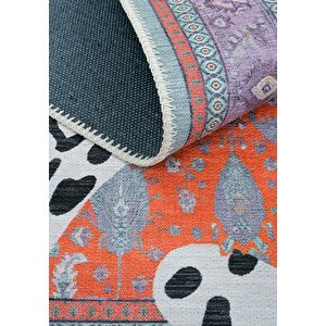 Cool Halı Jagora Leopar Kaplan Desen Vintage Kırmızı Şönil Halı Yıkanabilir Leoparlı Dekoratif Halı