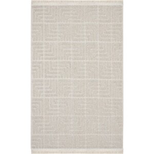 Mirage Bej Halı Bukle Kaymaz Taban Yıkanabilir Halı Geometrik Desenli Oturma Odası Halısı 80x150 cm
