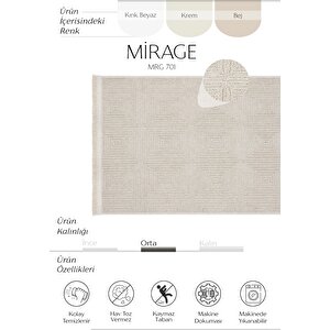 Mirage Bej Halı Bukle Dokuma Kaymaz Taban Yıkanabilir Halı Modern Oturma Odası Salon Halı 160x230 cm
