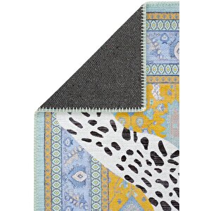 Cool Halı Jagora Leopar Halı Kaplan Desen Vintage Sarı Şönil Halı Yıkanabilir Leopar Dekoratif Halı