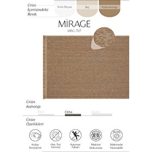 Mirage Kahverengi Halı Bukle Kaymaz Yıkanabilir Halı Geometrik Desenli Oturma Odası Halısı 80x150 cm