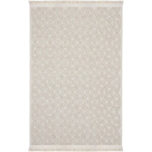 Mirage Bej Halı Bukle Kaymaz Taban Yıkanabilir Halı Geometrik Desenli Oturma Odası Halısı 120x180 cm