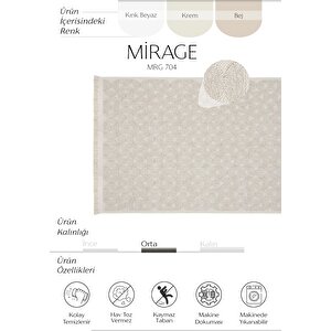Mirage Bej Halı Bukle Kaymaz Taban Yıkanabilir Halı Geometrik Desenli Oturma Odası Halısı 120x180 cm