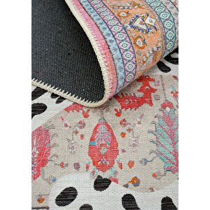 Cool Halı Jagora Leopar Halı Kaplan Desen Vintage Bej Şönil Halı Yıkanabilir Leoparlı Dekoratif Halı