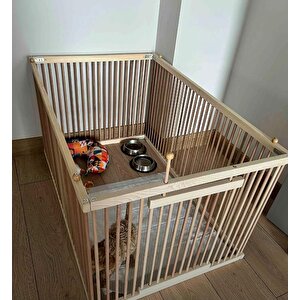 Ahşap Köpek Çiti 100x60x70 Cm Köpek Oyun Alanı, Evcil Hayvan Oyun Alanı, Köpek Çiti, Tavşan Çiti