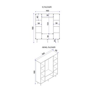 Aden (4)dört Kapaklı Aynalı Gardırop /elbise Dolabı / Gardırop